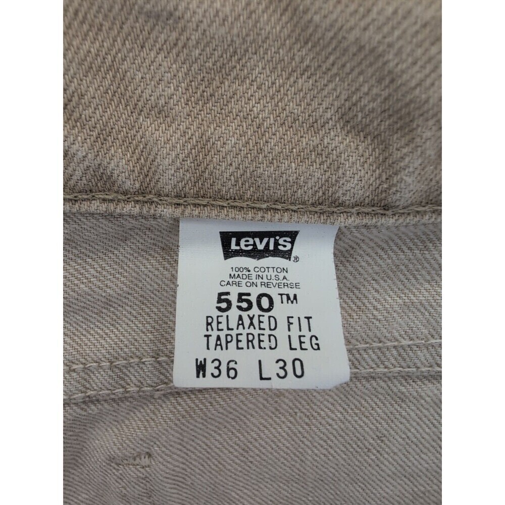 VTG 90s Levi's 550 Made in USA Orange Tab Relaxed Sandstone Tan Jeans 36x30 - Picture 9 of 14